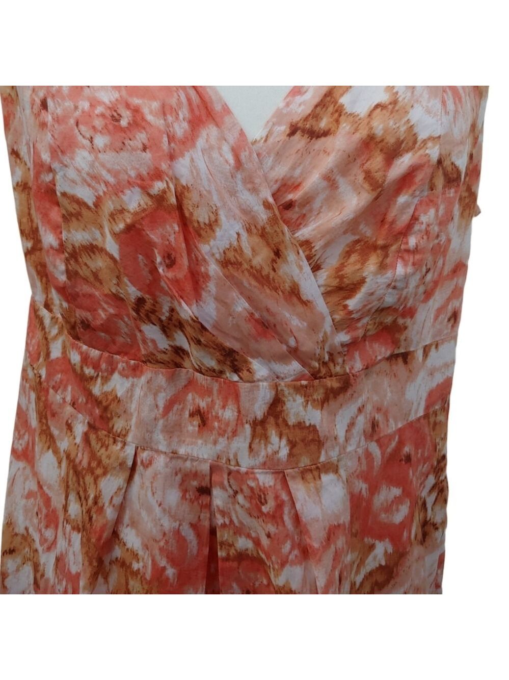 Lands' End New Cotton Floral Dress with Wrap V-Neck in Peach Multi size 14 NWT - Picture 10 of 16